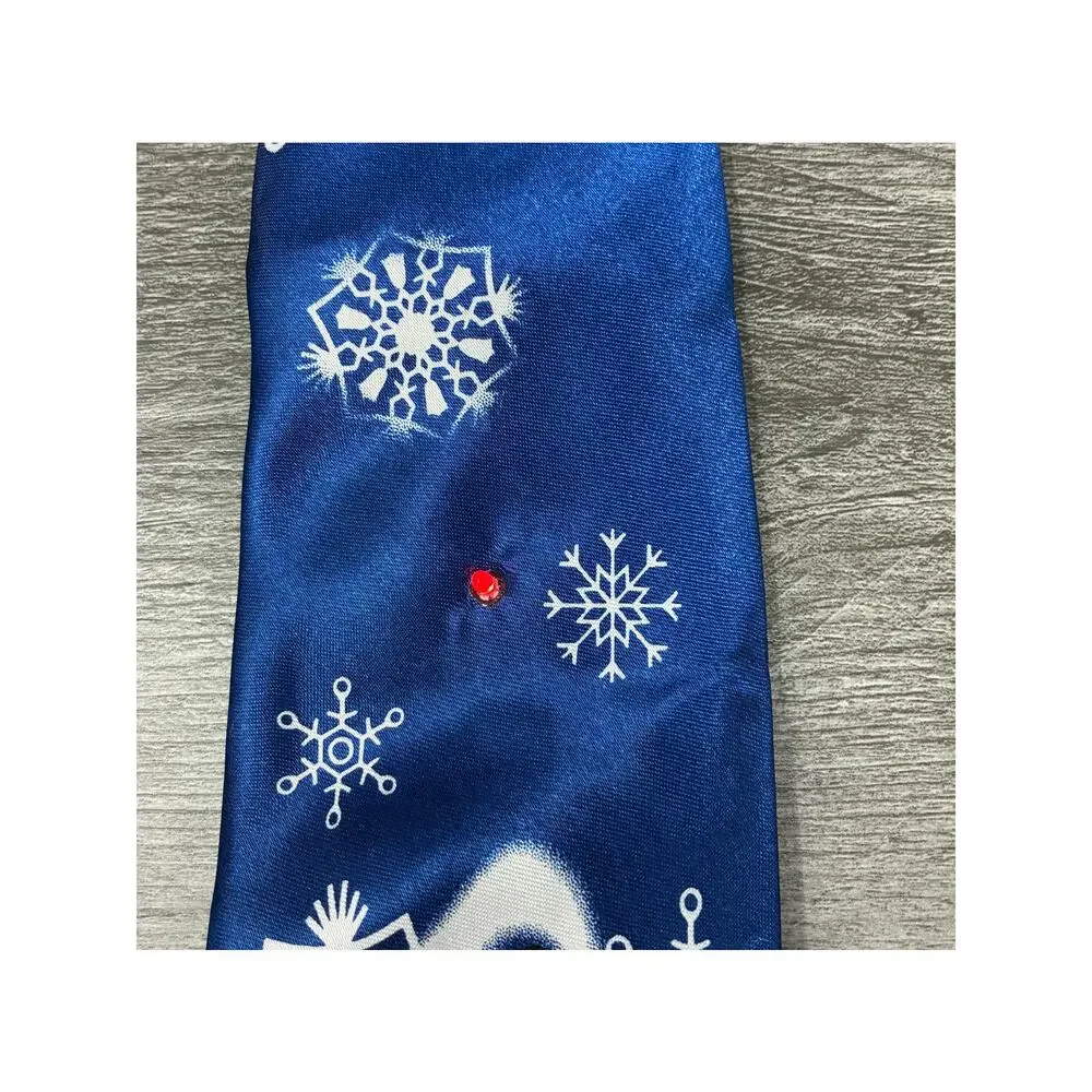 Musical Light Up Christmas Tie Snowman Blue 3.5